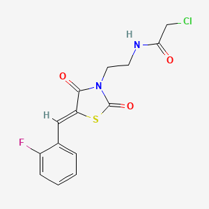 molecular formula C14H12ClFN2O3S B2671118 2-chloro-N-(2-{5-[(2-fluorophenyl)methylidene]-2,4-dioxo-1,3-thiazolidin-3-yl}ethyl)acetamide CAS No. 568554-60-9
