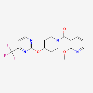 molecular formula C17H17F3N4O3 B2671129 (2-Methoxypyridin-3-yl)-[4-[4-(trifluoromethyl)pyrimidin-2-yl]oxypiperidin-1-yl]methanone CAS No. 2380096-50-2