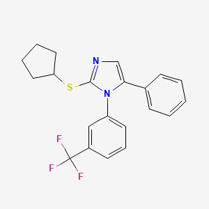 molecular formula C21H19F3N2S B2671133 2-(cyclopentylthio)-5-phenyl-1-(3-(trifluoromethyl)phenyl)-1H-imidazole CAS No. 1226459-08-0