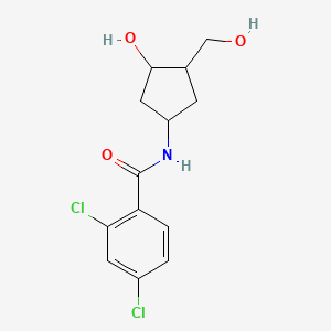 molecular formula C13H15Cl2NO3 B2671134 2,4-dichloro-N-(3-hydroxy-4-(hydroxymethyl)cyclopentyl)benzamide CAS No. 1421453-06-6
