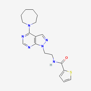 molecular formula C18H22N6OS B2671136 N-(2-(4-(azepan-1-yl)-1H-pyrazolo[3,4-d]pyrimidin-1-yl)ethyl)thiophene-2-carboxamide CAS No. 1021025-79-5