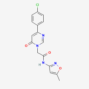 molecular formula C16H13ClN4O3 B2671146 2-(4-(4-氯苯基)-6-氧代嘧啶-1(6H)-基)-N-(5-甲基异噁唑-3-基)乙酰胺 CAS No. 1207015-14-2