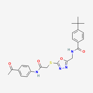 molecular formula C24H26N4O4S B2671149 N-((5-((2-((4-acetylphenyl)amino)-2-oxoethyl)thio)-1,3,4-oxadiazol-2-yl)methyl)-4-(tert-butyl)benzamide CAS No. 893952-13-1