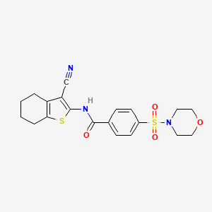 molecular formula C20H21N3O4S2 B2671153 N-(3-cyano-4,5,6,7-tetrahydrobenzo[b]thiophen-2-yl)-4-(morpholinosulfonyl)benzamide CAS No. 312917-17-2