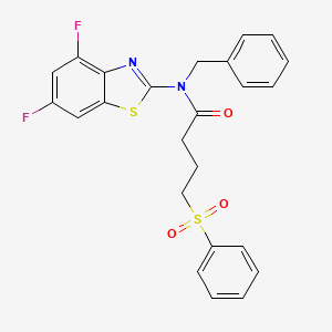 molecular formula C24H20F2N2O3S2 B2671156 N-benzyl-N-(4,6-difluorobenzo[d]thiazol-2-yl)-4-(phenylsulfonyl)butanamide CAS No. 941925-60-6