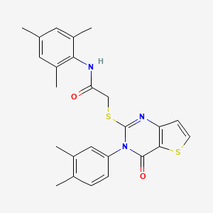 2-{[3-(3,4-dimethylphenyl)-4-oxo-3,4-dihydrothieno[3,2-d]pyrimidin-2-yl]sulfanyl}-N-(2,4,6-trimethylphenyl)acetamide