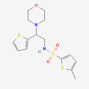 molecular formula C15H20N2O3S3 B2671166 5-methyl-N-(2-morpholino-2-(thiophen-2-yl)ethyl)thiophene-2-sulfonamide CAS No. 920171-23-9