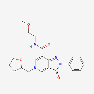 N-(2-methoxyethyl)-3-oxo-2-phenyl-5-((tetrahydrofuran-2-yl)methyl)-3,5-dihydro-2H-pyrazolo[4,3-c]pyridine-7-carboxamide