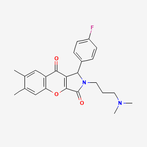 molecular formula C24H25FN2O3 B2671172 2-(3-(二甲氨基)丙基)-1-(4-氟苯基)-6,7-二甲基-1,2-二氢噻吩并[2,3-c]吡咯-3,9-二酮 CAS No. 879946-74-4