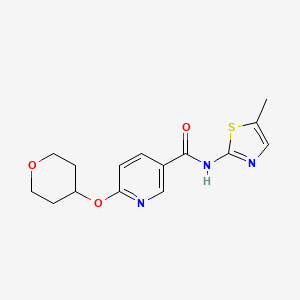 molecular formula C15H17N3O3S B2671177 N-(5-methylthiazol-2-yl)-6-((tetrahydro-2H-pyran-4-yl)oxy)nicotinamide CAS No. 2034239-79-5