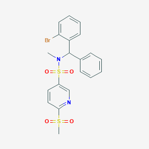 molecular formula C20H19BrN2O4S2 B2671180 N-[(2-Bromophenyl)-phenylmethyl]-N-methyl-6-methylsulfonylpyridine-3-sulfonamide CAS No. 2411311-01-6