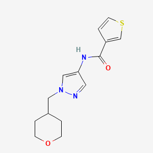 N-(1-((tetrahydro-2H-pyran-4-yl)methyl)-1H-pyrazol-4-yl)thiophene-3-carboxamide