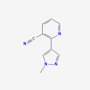 molecular formula C10H8N4 B2671186 2-(1-甲基-1H-吡唑-4-基)烟酰腈 CAS No. 2034206-81-8