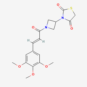 molecular formula C18H20N2O6S B2671194 (E)-3-(1-(3-(3,4,5-trimethoxyphenyl)acryloyl)azetidin-3-yl)thiazolidine-2,4-dione CAS No. 1799255-09-6