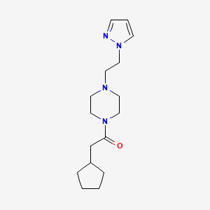 molecular formula C16H26N4O B2671215 1-(4-(2-(1H-pyrazol-1-yl)ethyl)piperazin-1-yl)-2-cyclopentylethanone CAS No. 1286697-64-0