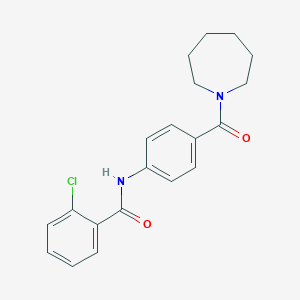molecular formula C20H21ClN2O2 B267123 N-[4-(1-azepanylcarbonyl)phenyl]-2-chlorobenzamide 