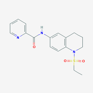 molecular formula C17H19N3O3S B2671230 N-(1-(乙基磺酰)-1,2,3,4-四氢喹啉-6-基)吡啶甲酰胺 CAS No. 1207035-31-1