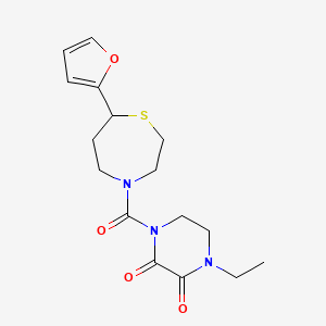 molecular formula C16H21N3O4S B2671237 1-乙基-4-(7-(呋喃-2-基)-1,4-噻吩-4-羰基)哌嗪-2,3-二酮 CAS No. 1705355-31-2