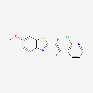 molecular formula C15H11ClN2OS B2671243 2-[(E)-2-(2-chloropyridin-3-yl)ethenyl]-6-methoxy-1,3-benzothiazole CAS No. 1252562-74-5