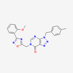 molecular formula C22H19N7O3 B2671255 6-((3-(2-methoxyphenyl)-1,2,4-oxadiazol-5-yl)methyl)-3-(4-methylbenzyl)-3H-[1,2,3]triazolo[4,5-d]pyrimidin-7(6H)-one CAS No. 1207014-15-0