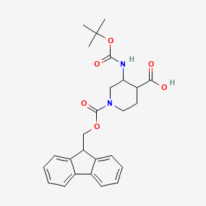 molecular formula C26H30N2O6 B2671258 1-(9H-Fluoren-9-ylmethoxycarbonyl)-3-[(2-methylpropan-2-yl)oxycarbonylamino]piperidine-4-carboxylic acid CAS No. 2219419-09-5