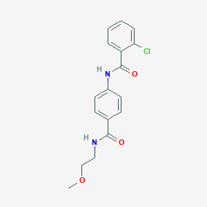 molecular formula C17H17ClN2O3 B267126 2-chloro-N-(4-{[(2-methoxyethyl)amino]carbonyl}phenyl)benzamide 