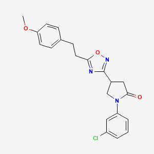 molecular formula C21H20ClN3O3 B2671267 1-(3-Chlorophenyl)-4-{5-[2-(4-methoxyphenyl)ethyl]-1,2,4-oxadiazol-3-yl}pyrrolidin-2-one CAS No. 1170059-82-1