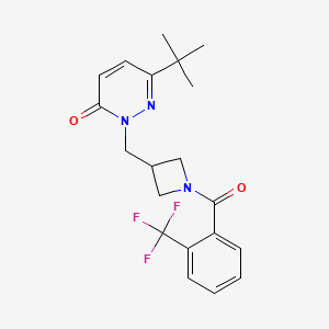 molecular formula C20H22F3N3O2 B2671273 6-叔丁基-2-({1-[2-(三氟甲基)苯甲酰]吖唑啉-3-基}甲基)-2,3-二氢吡啶并[1,2-d]嘧啶-3-酮 CAS No. 2197884-09-4
