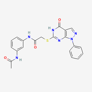 molecular formula C21H18N6O3S B2671286 N-(3-乙酰基苯基)-2-((4-酮-1-苯基-4,5-二氢-1H-咪唑并[3,4-d]嘧啶-6-基)硫)乙酰胺 CAS No. 930955-97-8