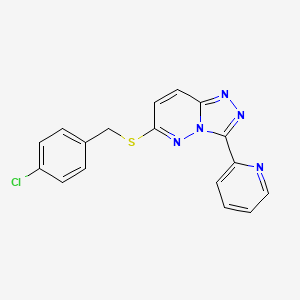 molecular formula C17H12ClN5S B2671292 6-[(4-Chlorophenyl)methylsulfanyl]-3-pyridin-2-yl-[1,2,4]triazolo[4,3-b]pyridazine CAS No. 868967-97-9