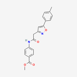 molecular formula C20H18N2O4 B2671296 Methyl 4-(2-(5-(p-tolyl)isoxazol-3-yl)acetamido)benzoate CAS No. 946361-81-5