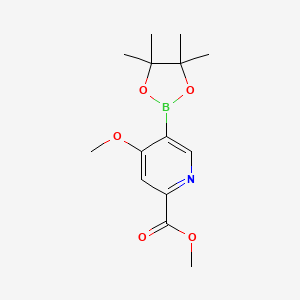 molecular formula C14H20BNO5 B2671299 甲基4-甲氧基-5-(4,4,5,5-四甲基-1,3,2-二氧杂硼杂环戊二烷-2-基)吡啶甲酸酯 CAS No. 2374834-95-2