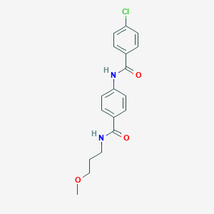 molecular formula C18H19ClN2O3 B267130 4-chloro-N-(4-{[(3-methoxypropyl)amino]carbonyl}phenyl)benzamide 
