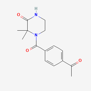 molecular formula C15H18N2O3 B2671316 4-(4-Acetylbenzoyl)-3,3-dimethylpiperazin-2-one CAS No. 952832-62-1