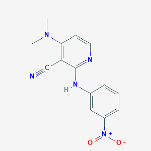molecular formula C14H13N5O2 B2671324 4-(Dimethylamino)-2-(3-nitroanilino)nicotinonitrile CAS No. 339102-79-3