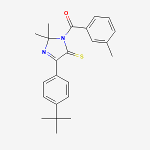 molecular formula C23H26N2OS B2671327 5-(4-tert-butylphenyl)-2,2-dimethyl-3-(3-methylbenzoyl)-2,3-dihydro-4H-imidazole-4-thione CAS No. 1223899-62-4