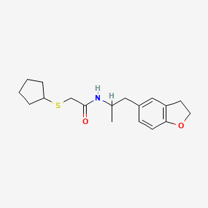 molecular formula C18H25NO2S B2671335 2-(环戊基硫)-N-(1-(2,3-二氢苯并呋喃-5-基)丙基)-乙酰胺 CAS No. 2034449-88-0