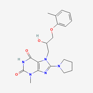 molecular formula C20H25N5O4 B2671343 7-(2-hydroxy-3-(o-tolyloxy)propyl)-3-methyl-8-(pyrrolidin-1-yl)-1H-purine-2,6(3H,7H)-dione CAS No. 333752-11-7