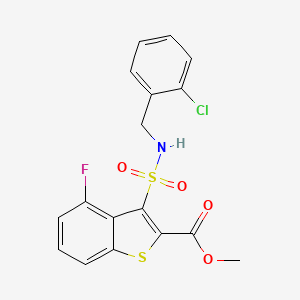 molecular formula C17H13ClFNO4S2 B2671348 甲基-3-{[(2-氯苯甲基)氨基]磺酰}-4-氟-1-苯并噻吩-2-羧酸甲酯 CAS No. 941962-41-0