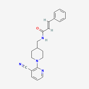 molecular formula C21H22N4O B2671352 N-((1-(3-氰基吡啶-2-基)哌啶-4-基)甲基)肉桂酰胺 CAS No. 1798410-46-4