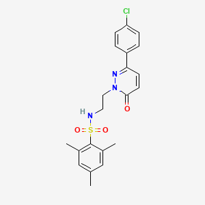 molecular formula C21H22ClN3O3S B2671353 N-(2-(3-(4-chlorophenyl)-6-oxopyridazin-1(6H)-yl)ethyl)-2,4,6-trimethylbenzenesulfonamide CAS No. 921880-16-2