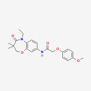molecular formula C22H26N2O5 B2671362 N-(5-ethyl-3,3-dimethyl-4-oxo-2,3,4,5-tetrahydrobenzo[b][1,4]oxazepin-8-yl)-2-(4-methoxyphenoxy)acetamide CAS No. 921524-36-9