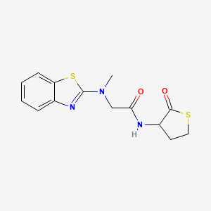 molecular formula C14H15N3O2S2 B2671363 2-(benzo[d]thiazol-2-yl(methyl)amino)-N-(2-oxotetrahydrothiophen-3-yl)acetamide CAS No. 1351644-54-6