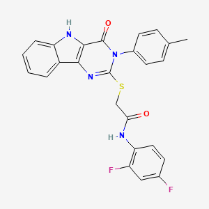 molecular formula C25H18F2N4O2S B2671364 N-(2,4-二氟苯基)-2-[[3-(4-甲基苯基)-4-氧代-5H-嘧啶并[5,4-b]吲哚-2-基]硫代基]乙酰胺 CAS No. 536704-67-3