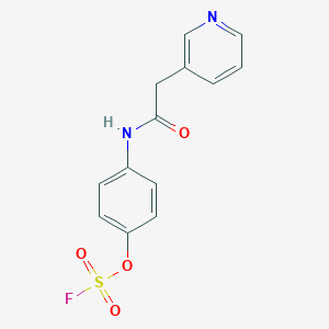 molecular formula C13H11FN2O4S B2671371 3-[2-(4-Fluorosulfonyloxyanilino)-2-oxoethyl]pyridine CAS No. 2411298-02-5