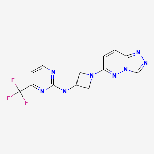 molecular formula C14H13F3N8 B2671376 N-[(乙酰氨基)(4-硝基苯基)甲基]乙酰胺 CAS No. 2198739-99-8