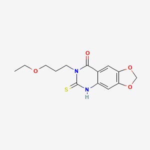 molecular formula C14H16N2O4S B2671379 7-(3-ethoxypropyl)-6-thioxo-6,7-dihydro[1,3]dioxolo[4,5-g]quinazolin-8(5H)-one CAS No. 689228-24-8
