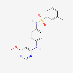 molecular formula C19H20N4O3S B2671381 N-(4-((6-甲氧基-2-甲基嘧啶-4-基)氨基)苯基)-3-甲基苯磺酰胺 CAS No. 946303-83-9