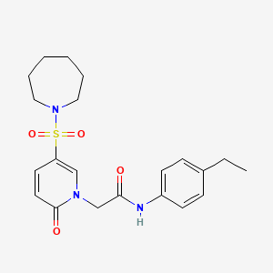 molecular formula C21H27N3O4S B2671383 2-[5-(azepan-1-ylsulfonyl)-2-oxopyridin-1(2H)-yl]-N-(4-ethylphenyl)acetamide CAS No. 1357805-46-9