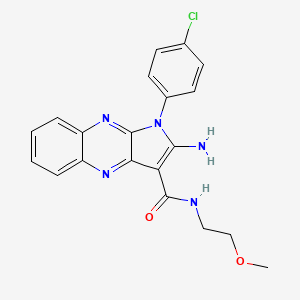 molecular formula C20H18ClN5O2 B2671389 2-amino-1-(4-chlorophenyl)-N-(2-methoxyethyl)-1H-pyrrolo[2,3-b]quinoxaline-3-carboxamide CAS No. 378760-94-2